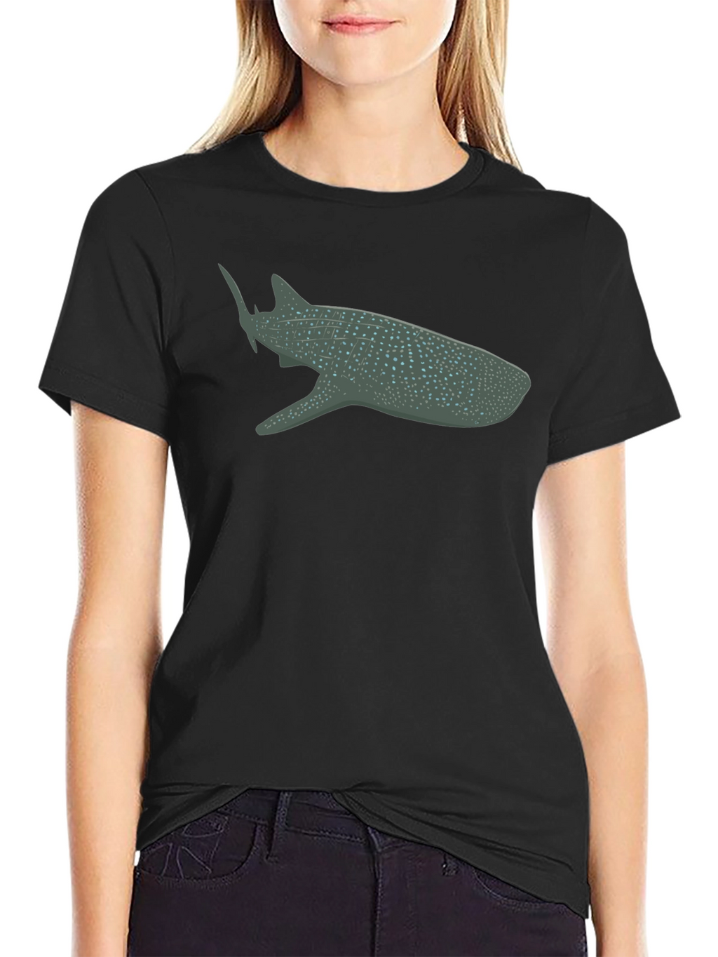 Whale Shark Graphic Tee - Black Cotton Comfort