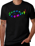 Jesus Is Coming Rainbow Graphic Black T-Shirt