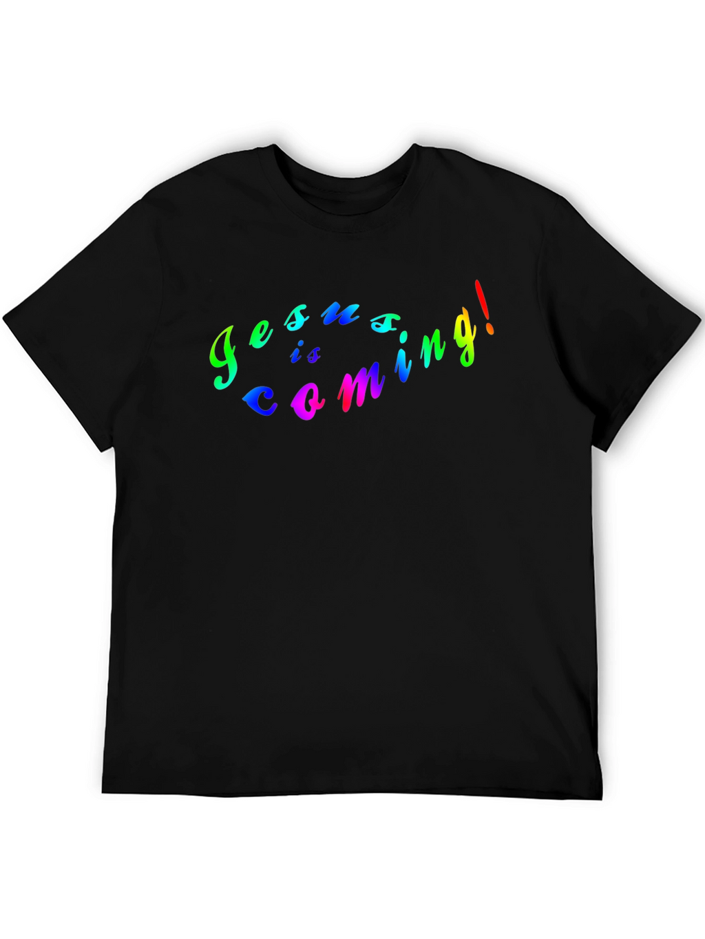 Jesus Is Coming Rainbow Graphic Black T-Shirt