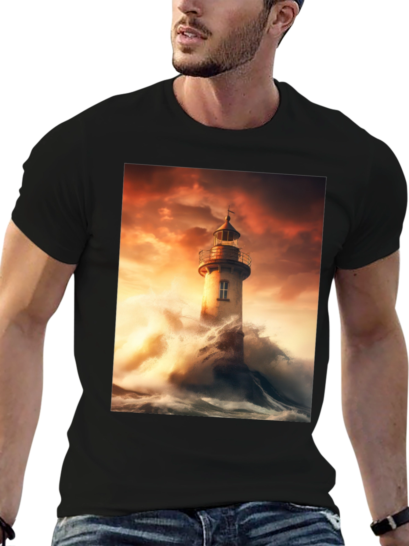 Lighthouse Storm Graphic Tee