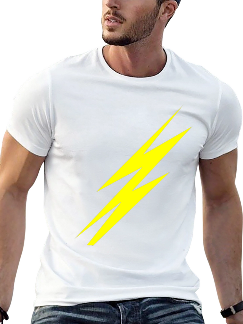 Lightning Bolt Graphic Tee - Bold Black Cotton T-Shirt