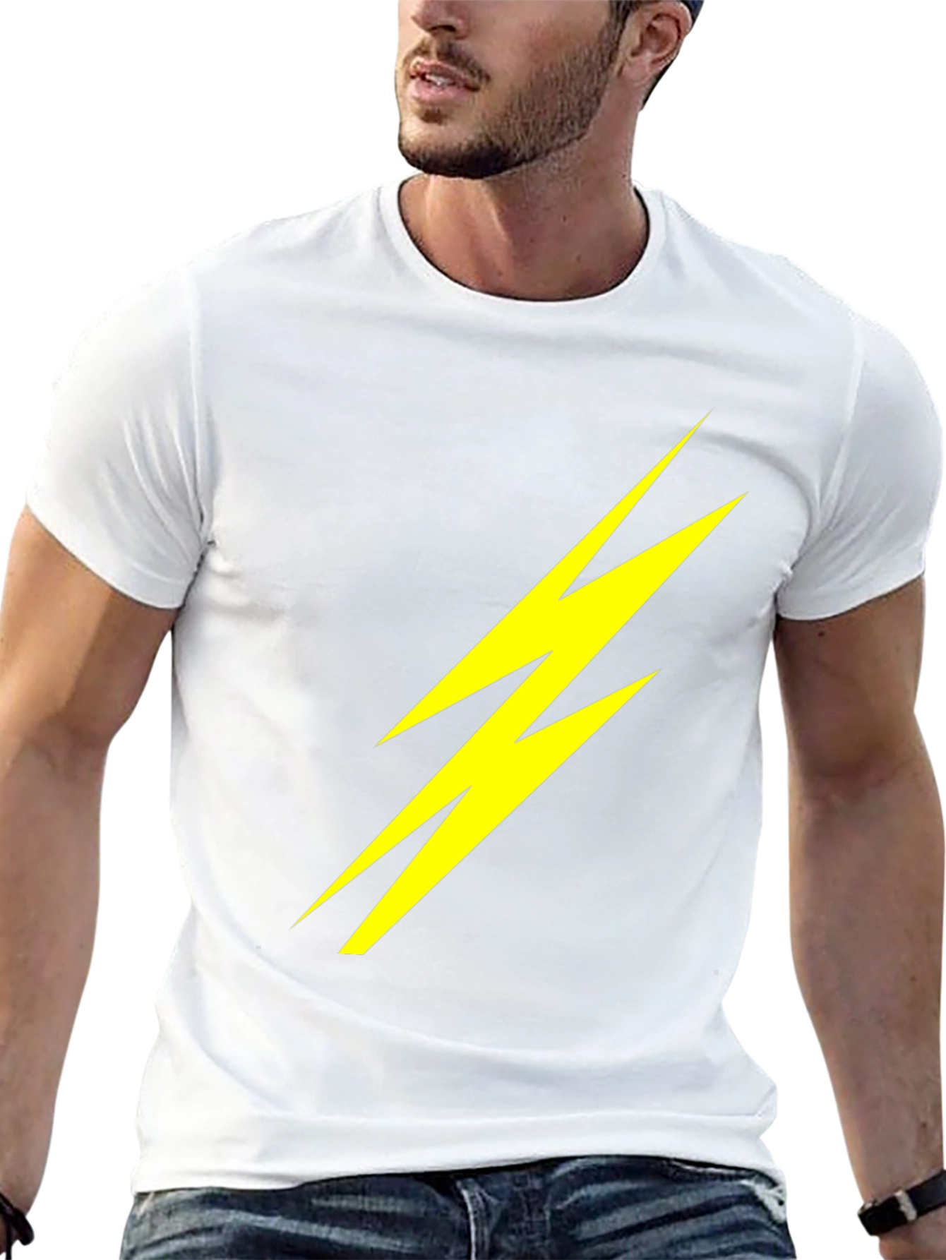 Lightning Bolt Graphic Tee - Bold Black Cotton T-Shirt