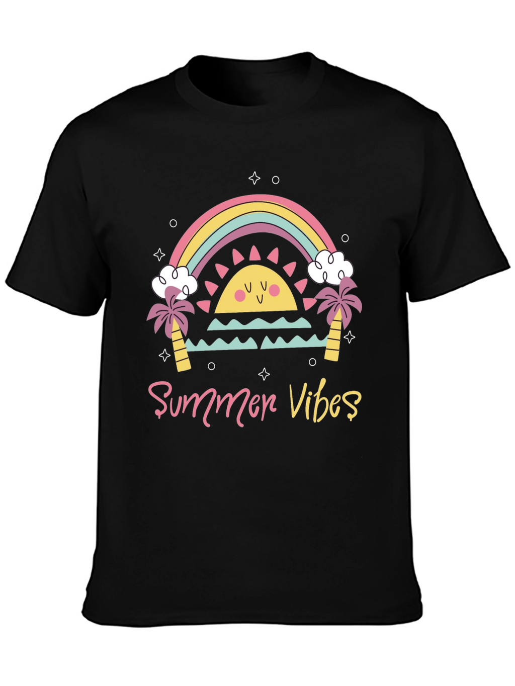 Summer Vibes Graphic Tee - Black Casual T-Shirt