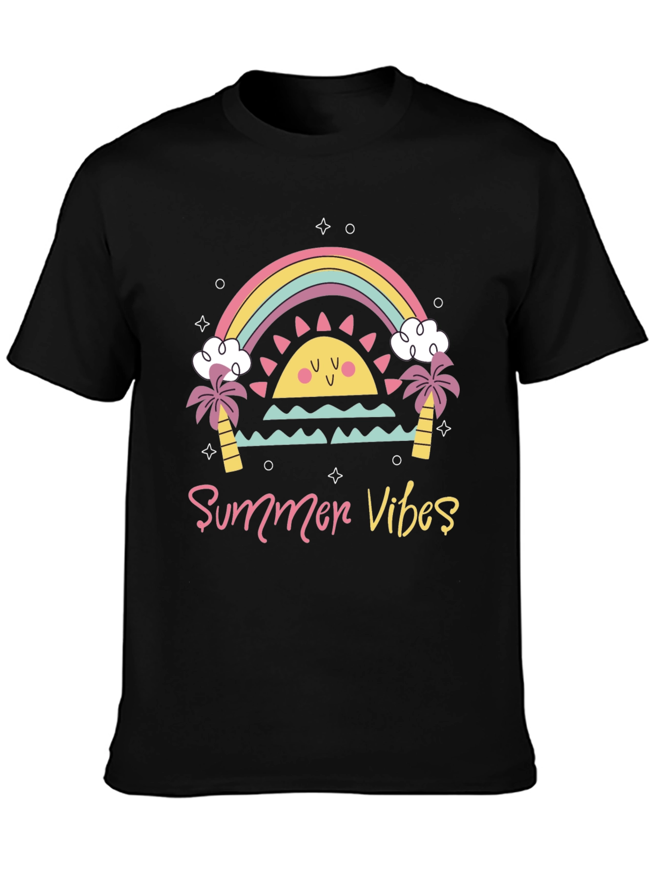 Summer Vibes Graphic Tee - Black Casual T-Shirt
