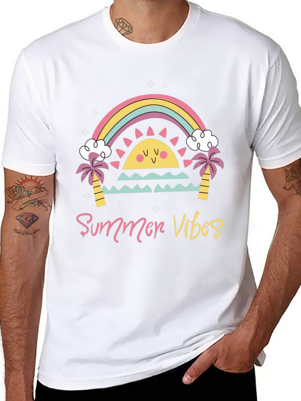 Summer Vibes Graphic Tee - Black Casual T-Shirt