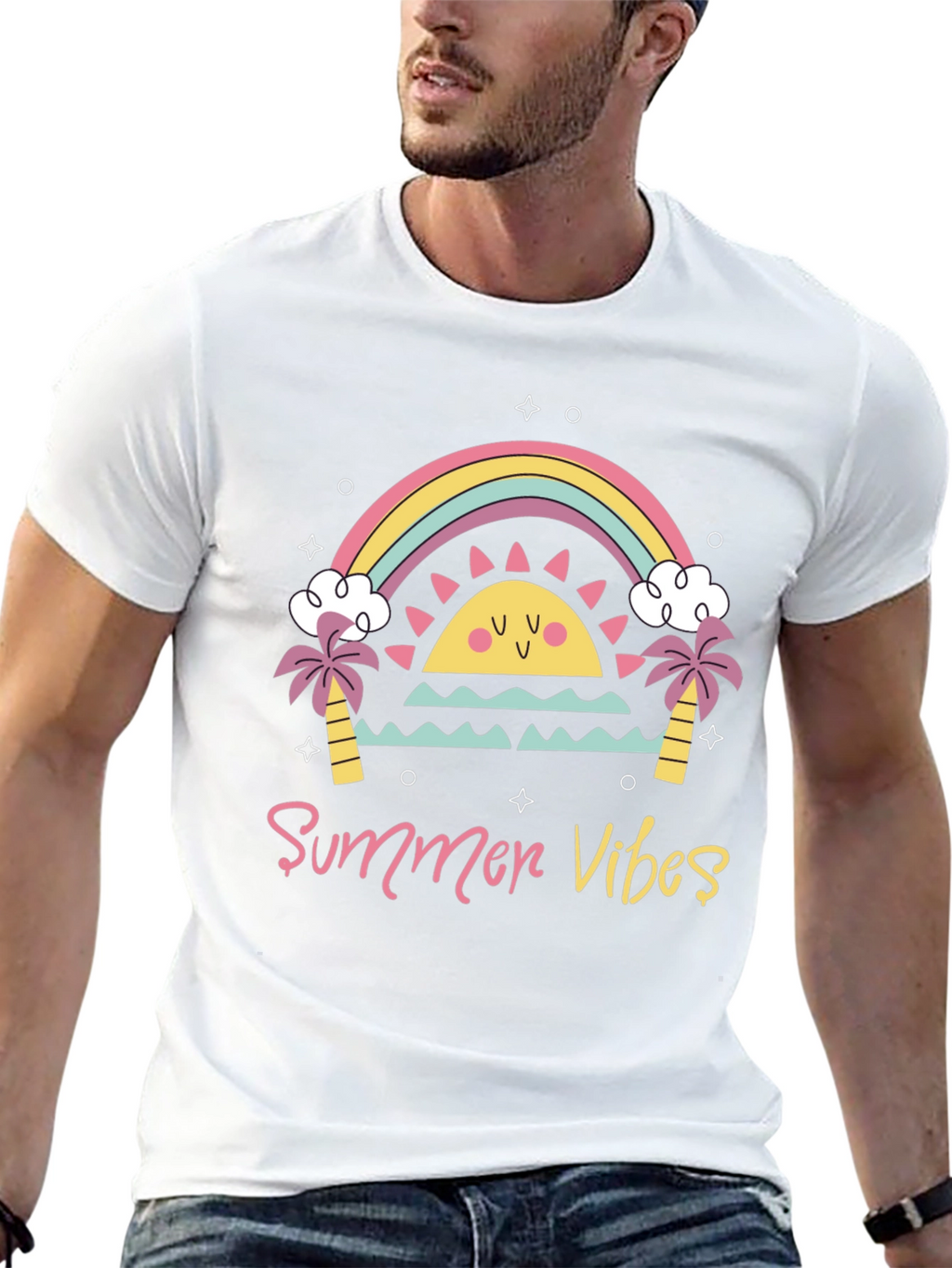 Summer Vibes Graphic Tee - Black Casual T-Shirt