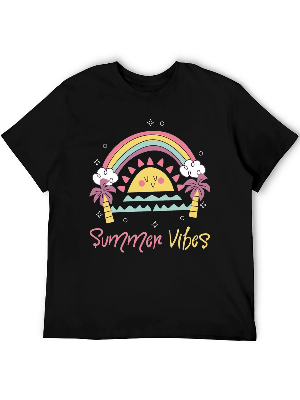 Summer Vibes Graphic Tee - Black Casual T-Shirt