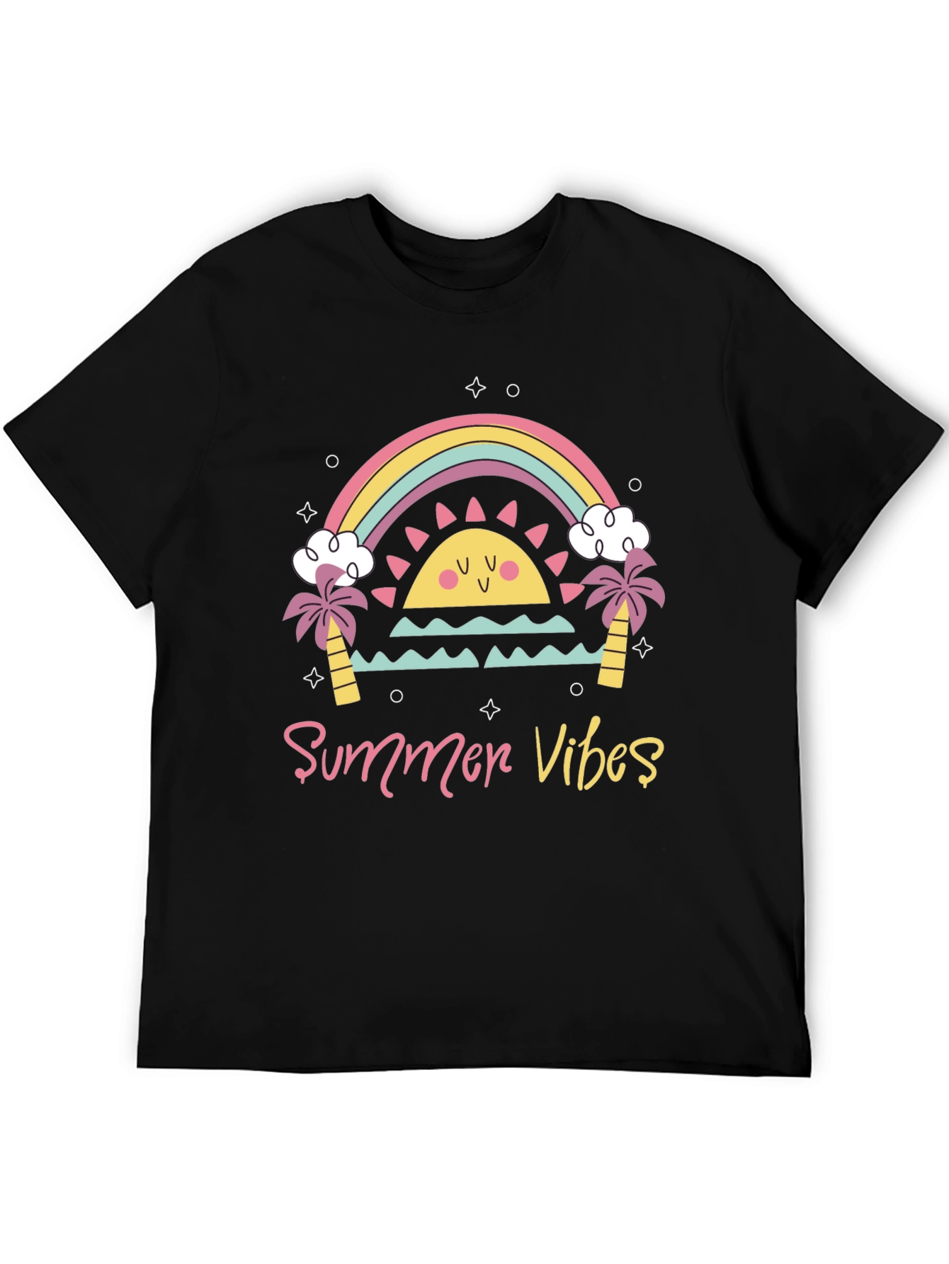 Summer Vibes Graphic Tee - Black Casual T-Shirt