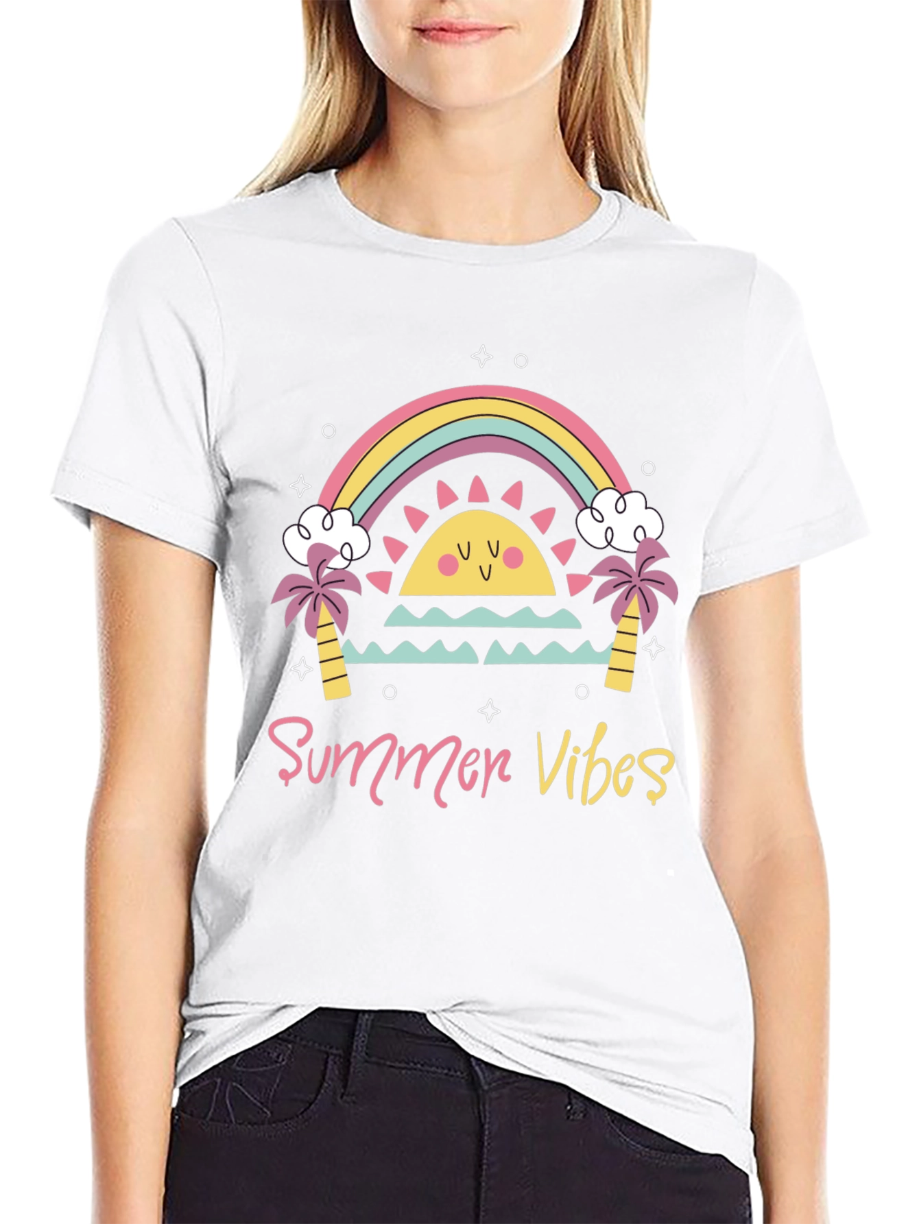 Summer Vibes Graphic Tee - Black Casual T-Shirt