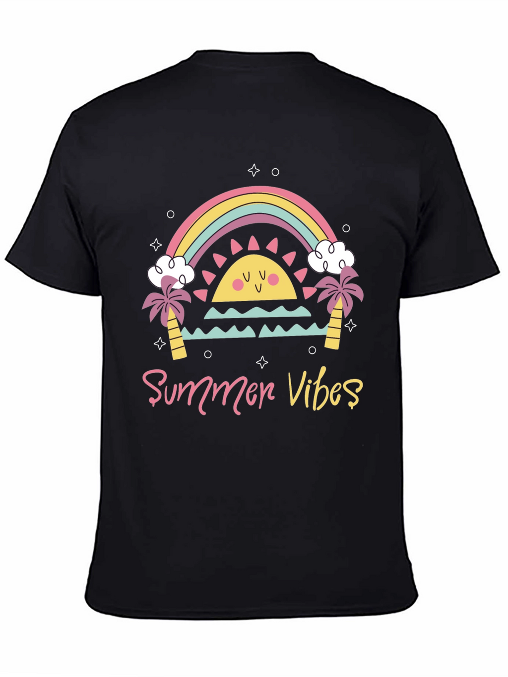 Summer Vibes Graphic Tee - Black Casual T-Shirt