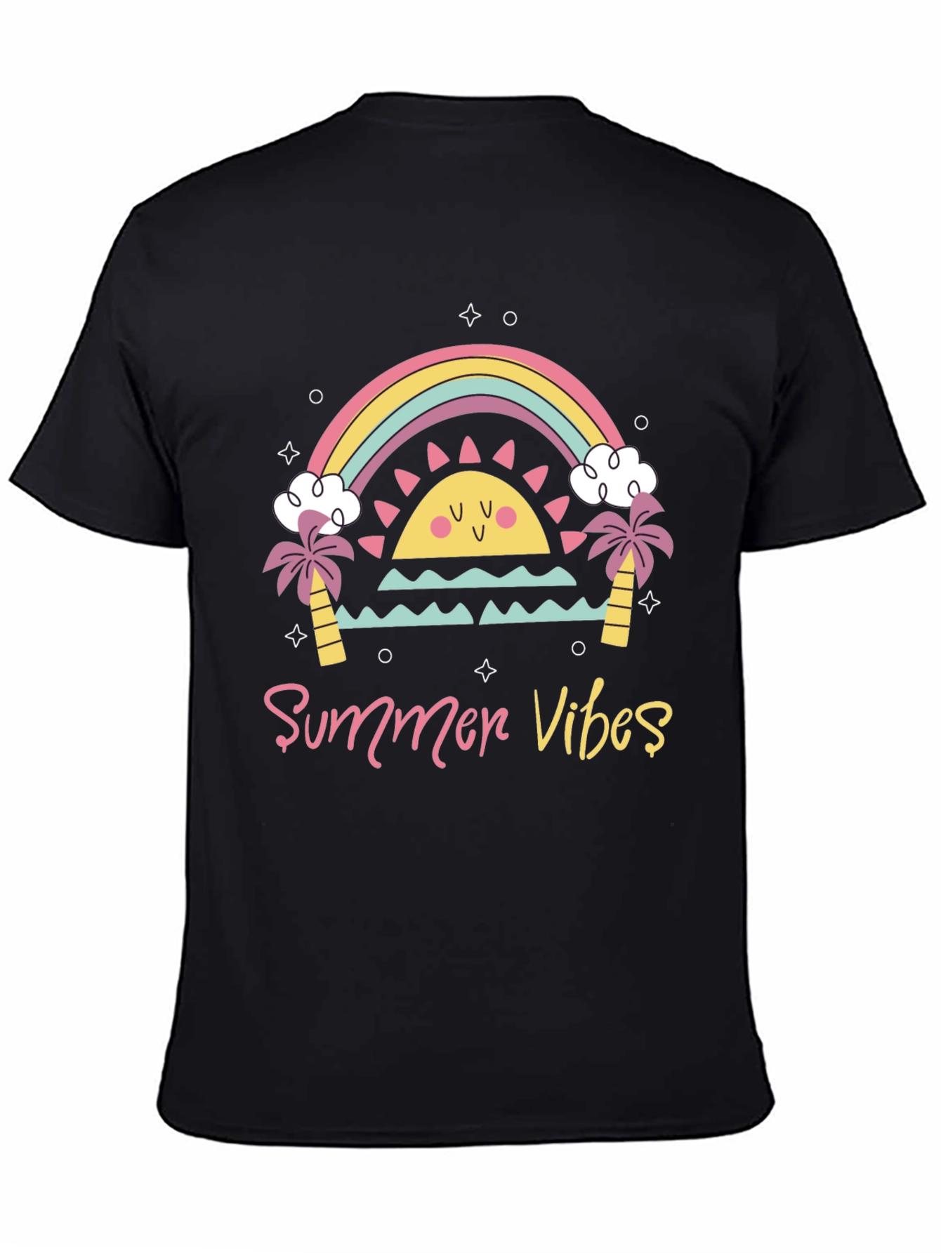 Summer Vibes Graphic Tee - Black Casual T-Shirt