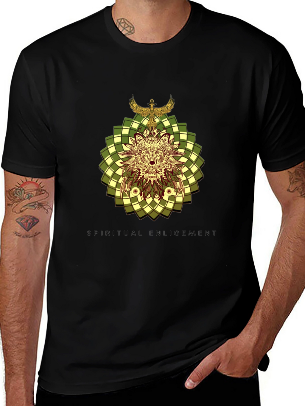 Wolf and Eagle Graphic Print Tee