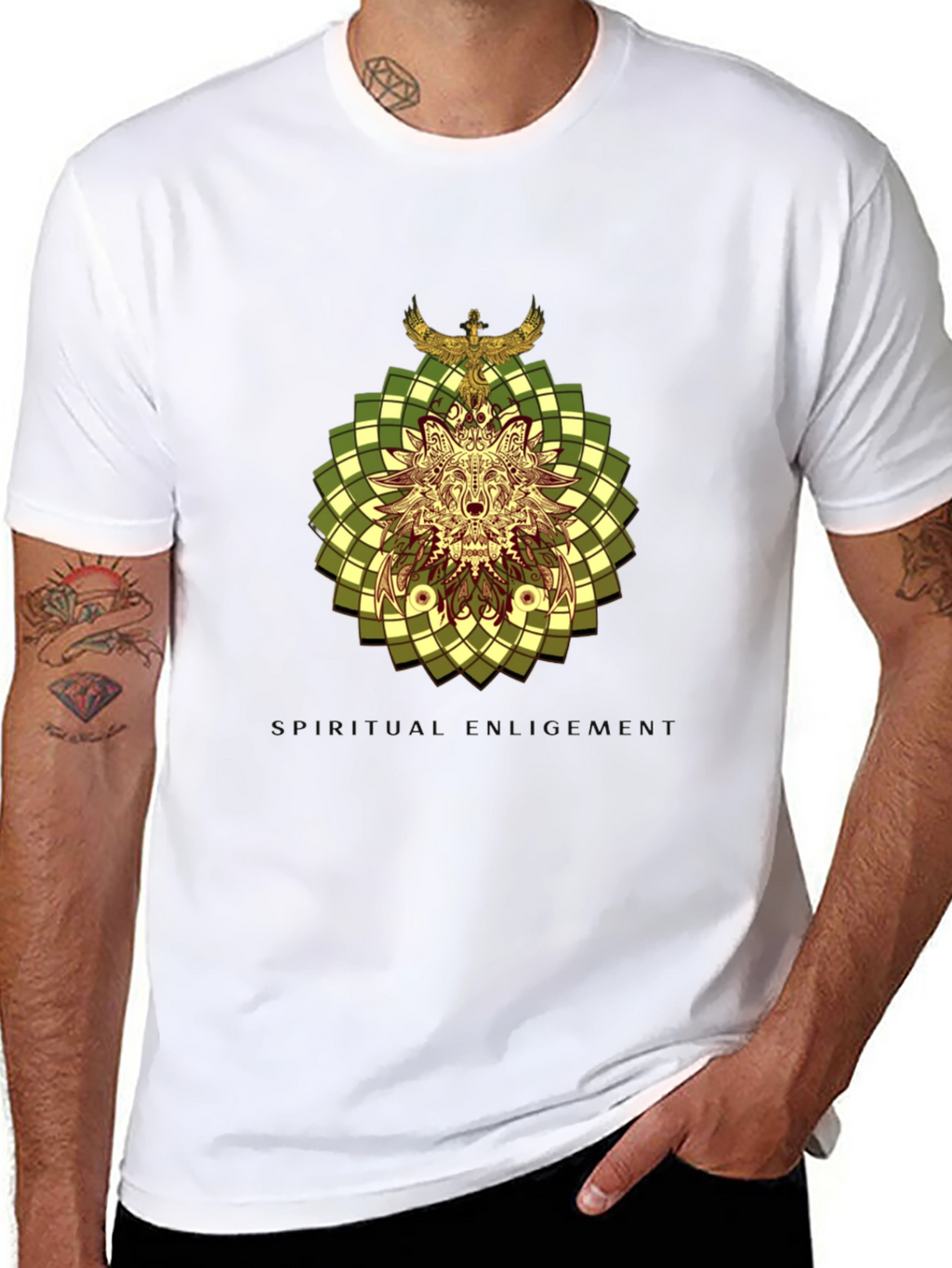 Wolf and Eagle Graphic Print Tee