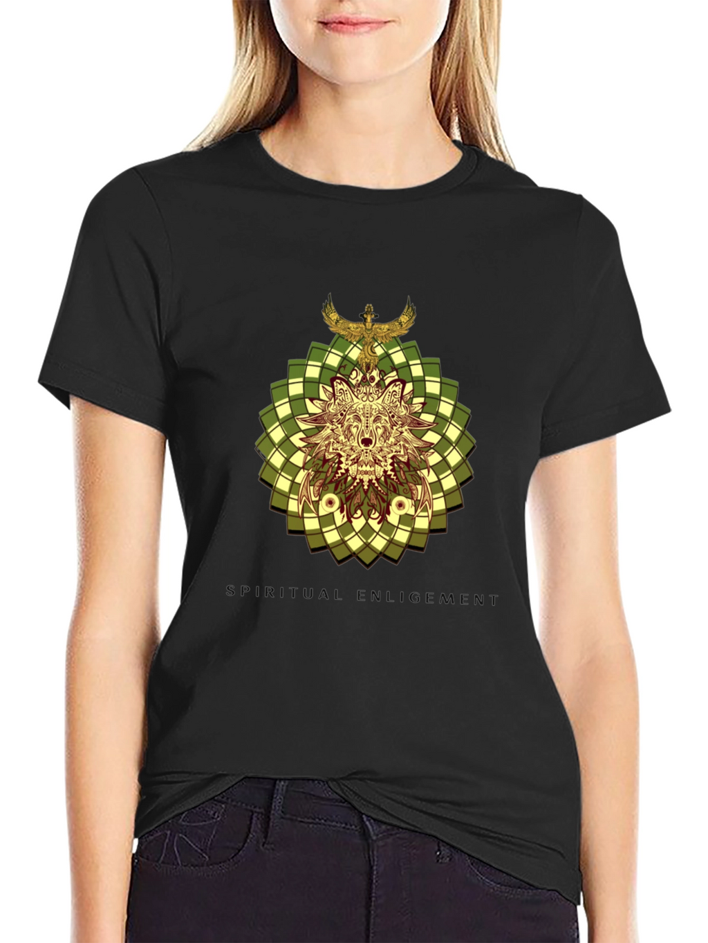 Wolf and Eagle Graphic Print Tee