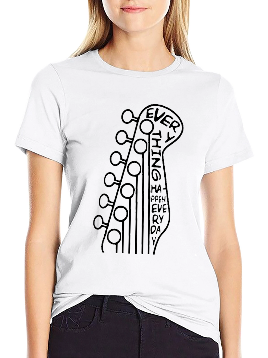 Guitar Headstock Everything Happens Everyday Graphic Tee