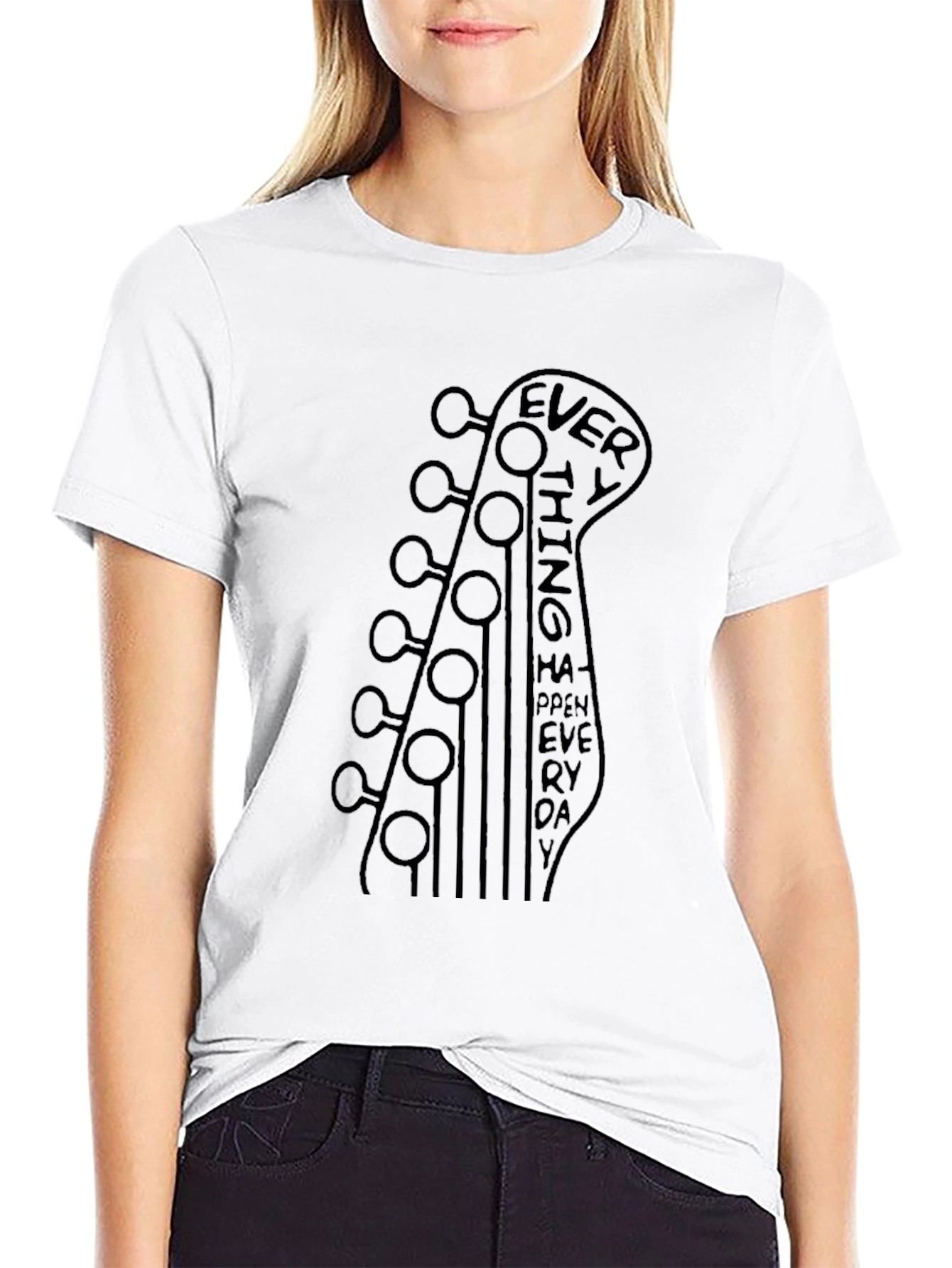 Guitar Headstock Everything Happens Everyday Graphic Tee