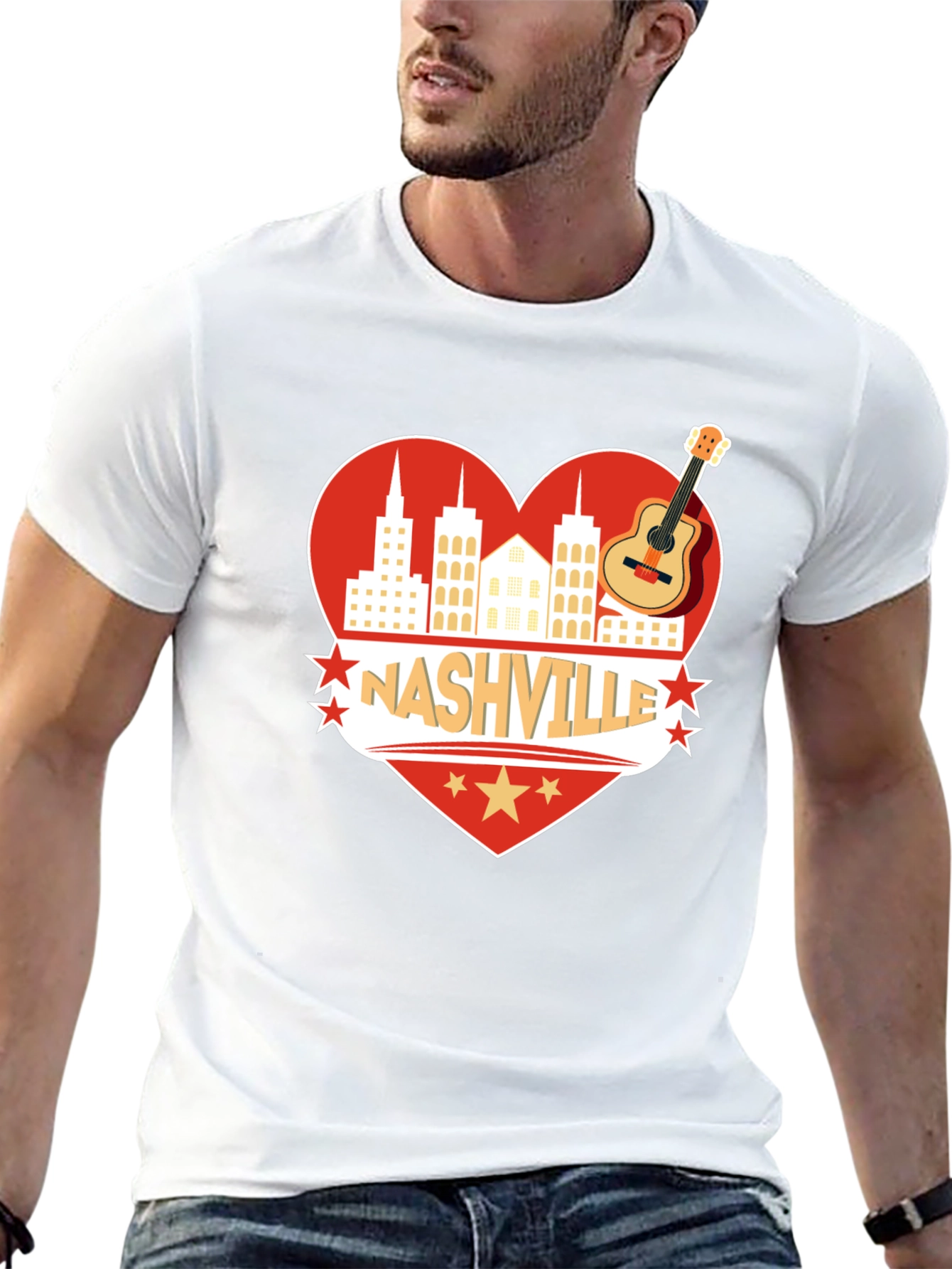 Nashville Heart Guitar Graphic T-Shirt