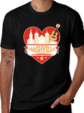 Nashville Heart Guitar Graphic T-Shirt