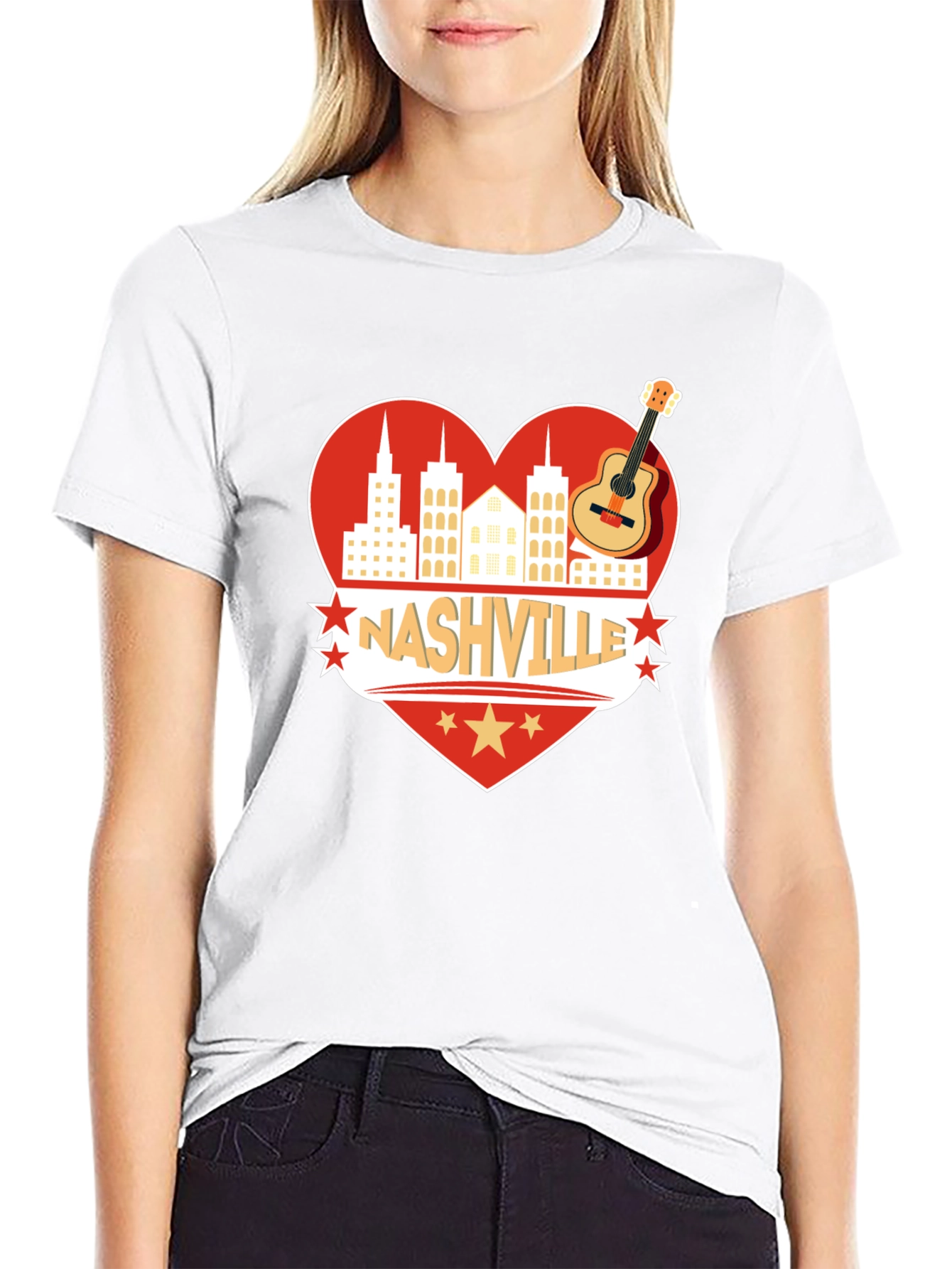 Nashville Heart Guitar Graphic T-Shirt