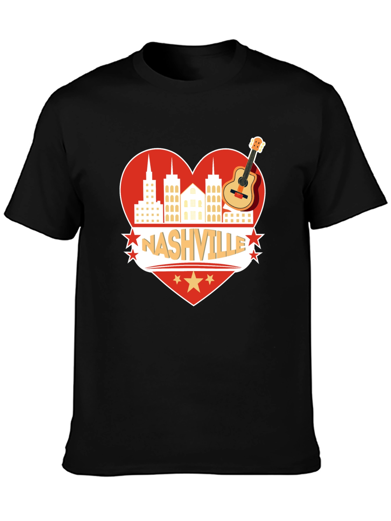 Nashville Heart Guitar Graphic T-Shirt