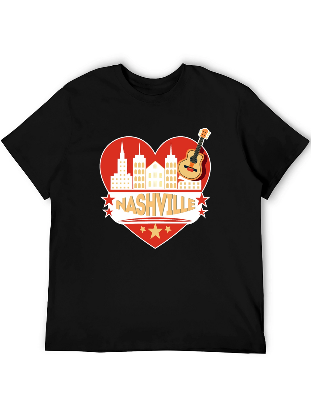 Nashville Heart Guitar Graphic T-Shirt