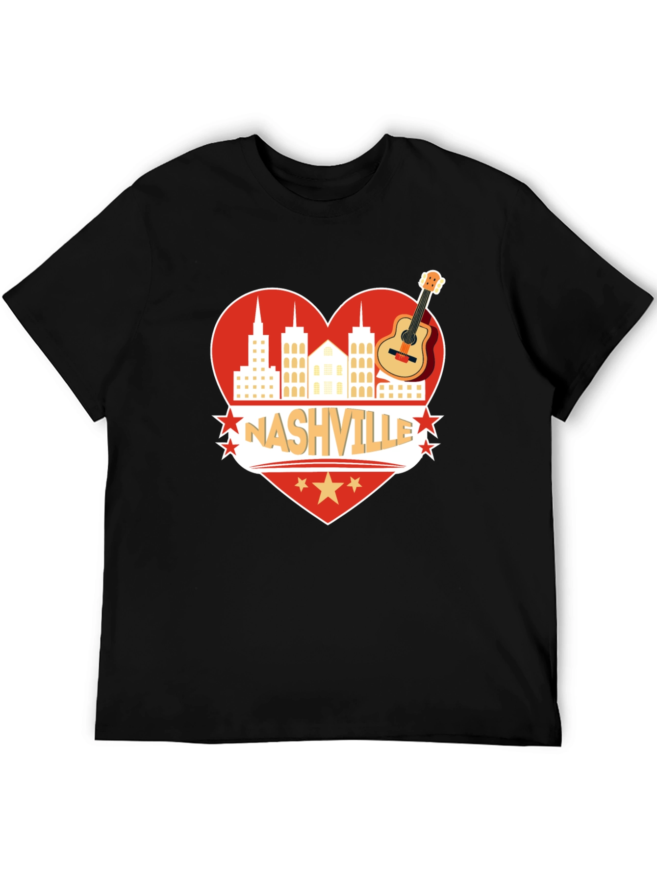 Nashville Heart Guitar Graphic T-Shirt