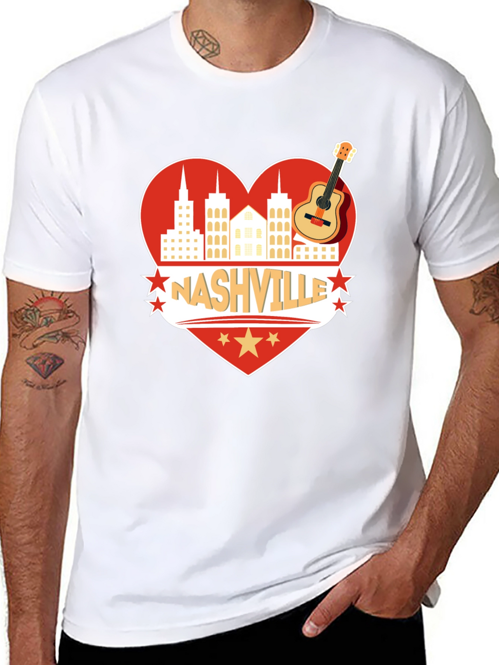 Nashville Heart Guitar Graphic T-Shirt