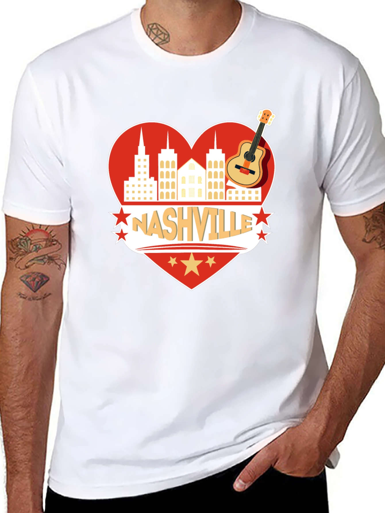 Nashville Heart Guitar Graphic T-Shirt