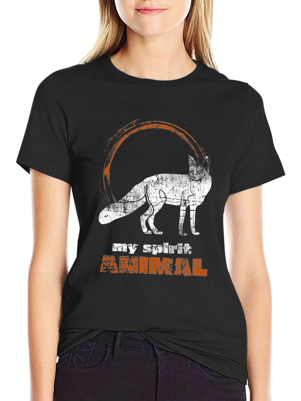 Spirit Animal Fox Graphic Tee - Black