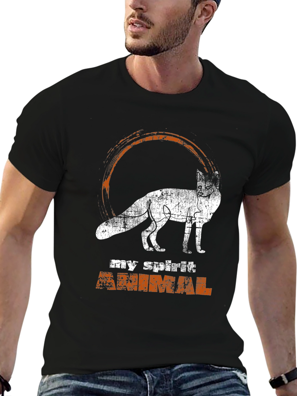 Spirit Animal Fox Graphic Tee - Black