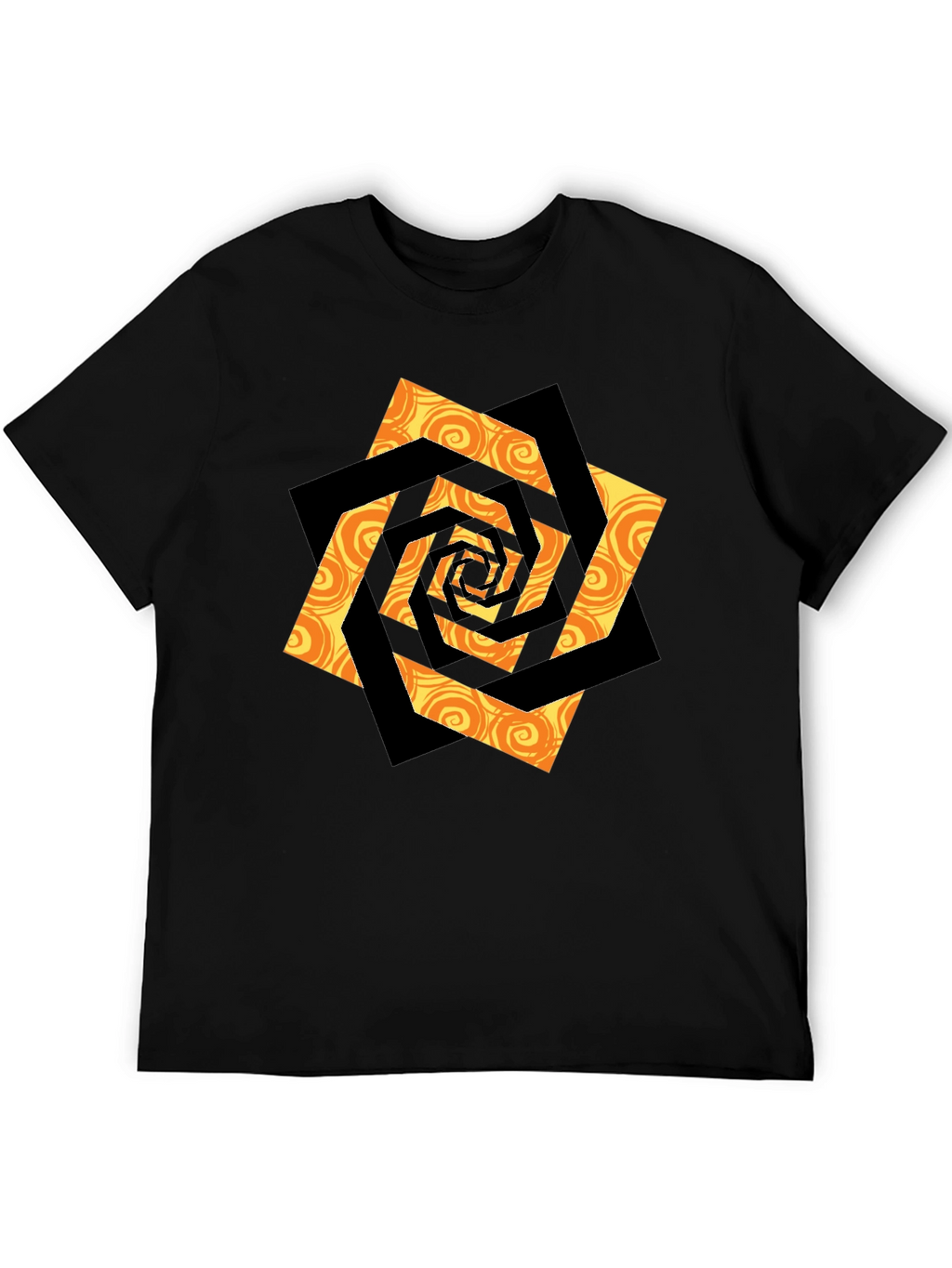 Swirl Geometric Graphic Black T-Shirt