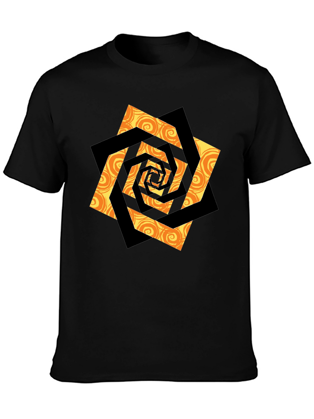 Swirl Geometric Graphic Black T-Shirt