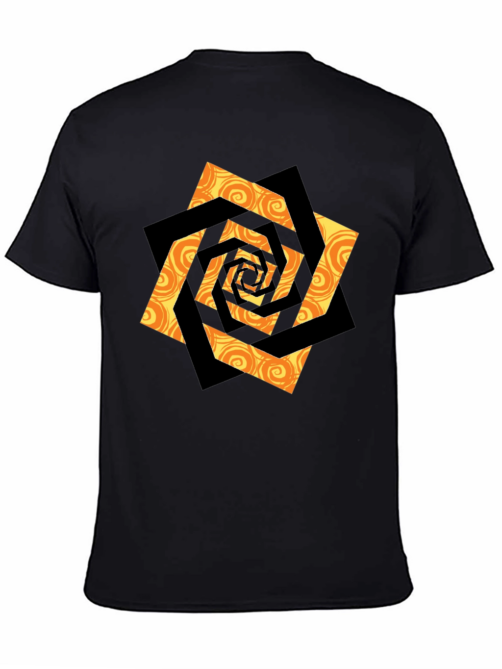 Swirl Geometric Graphic Black T-Shirt