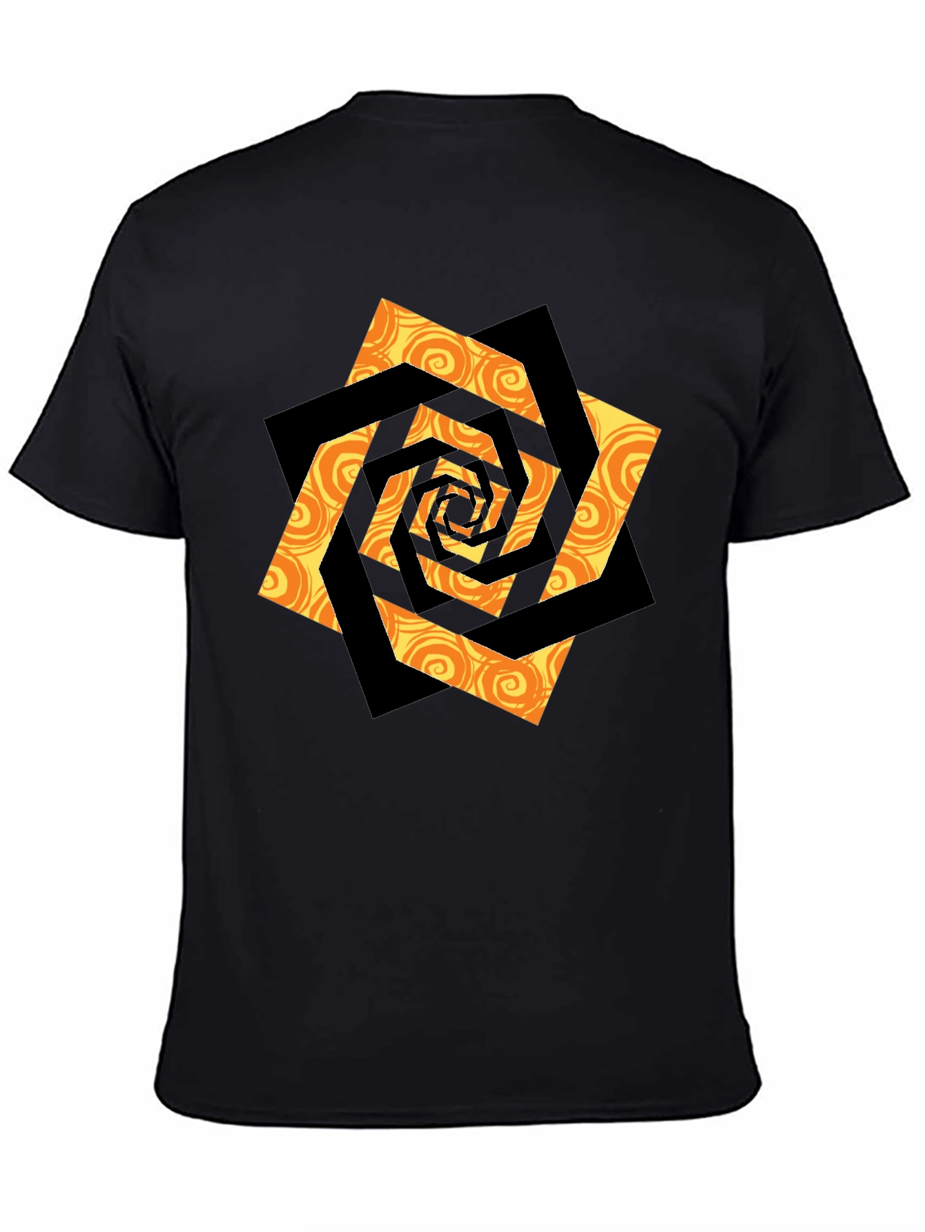Swirl Geometric Graphic Black T-Shirt