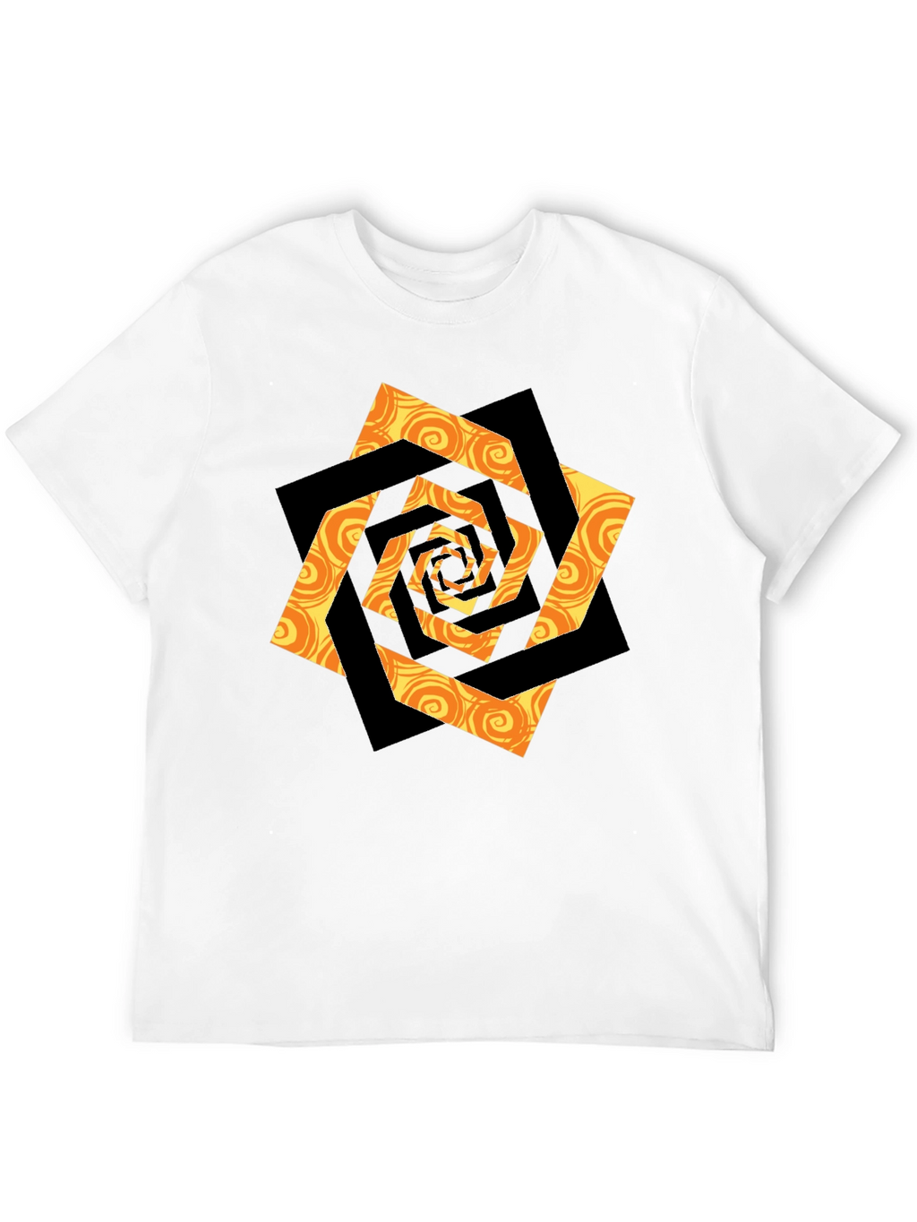 Swirl Geometric Graphic Black T-Shirt