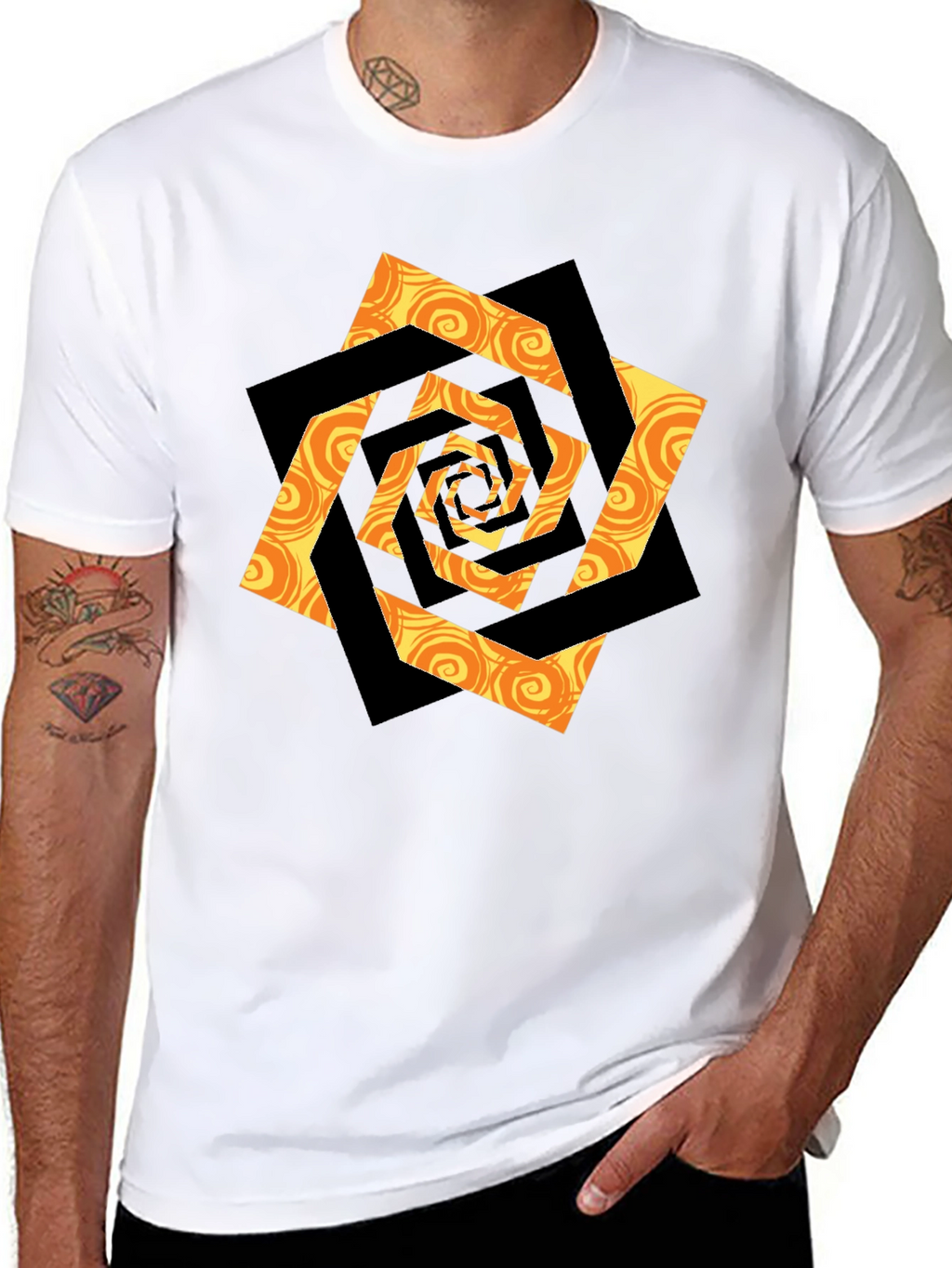 Swirl Geometric Graphic Black T-Shirt