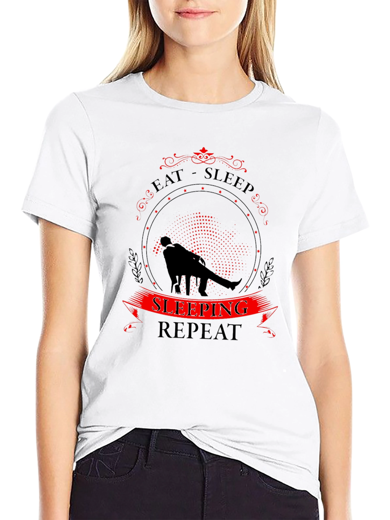 Eat Sleep Sleeping Repeat Black T-Shirt