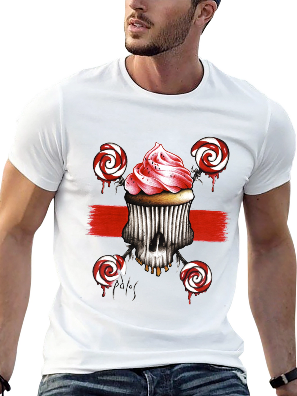 Cupcake Skull Lollipop Graphic Tee