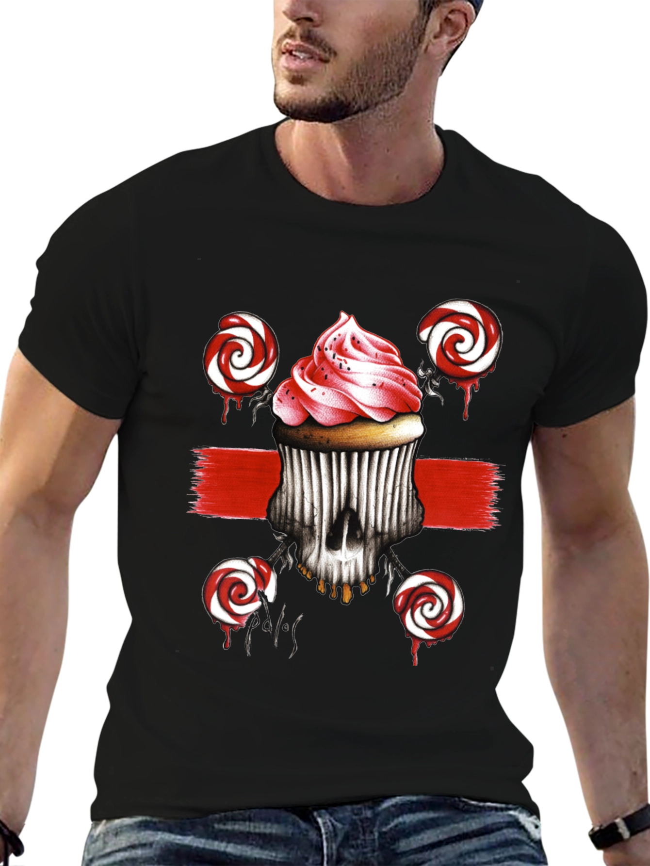 Cupcake Skull Lollipop Graphic Tee