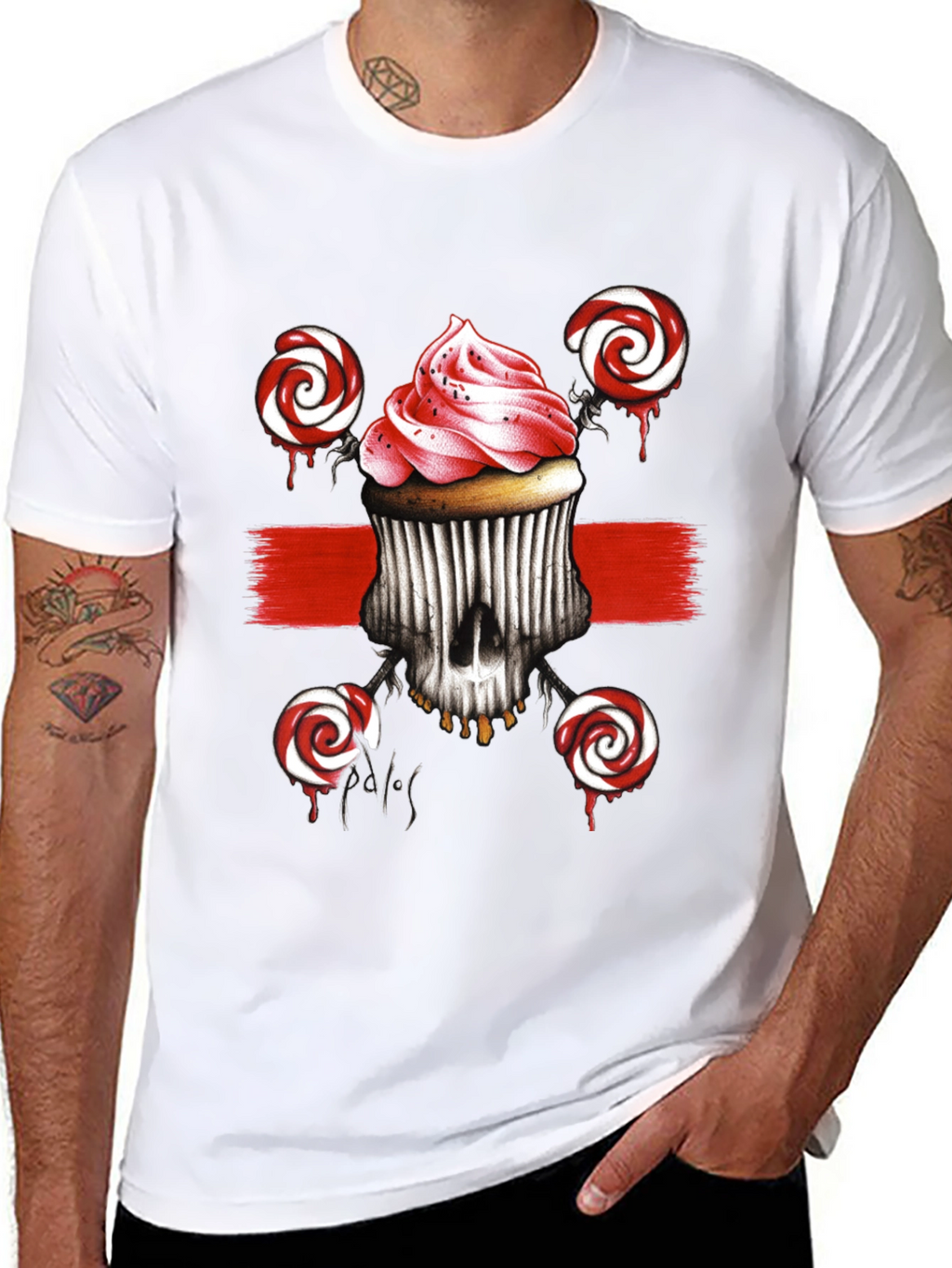 Cupcake Skull Lollipop Graphic Tee
