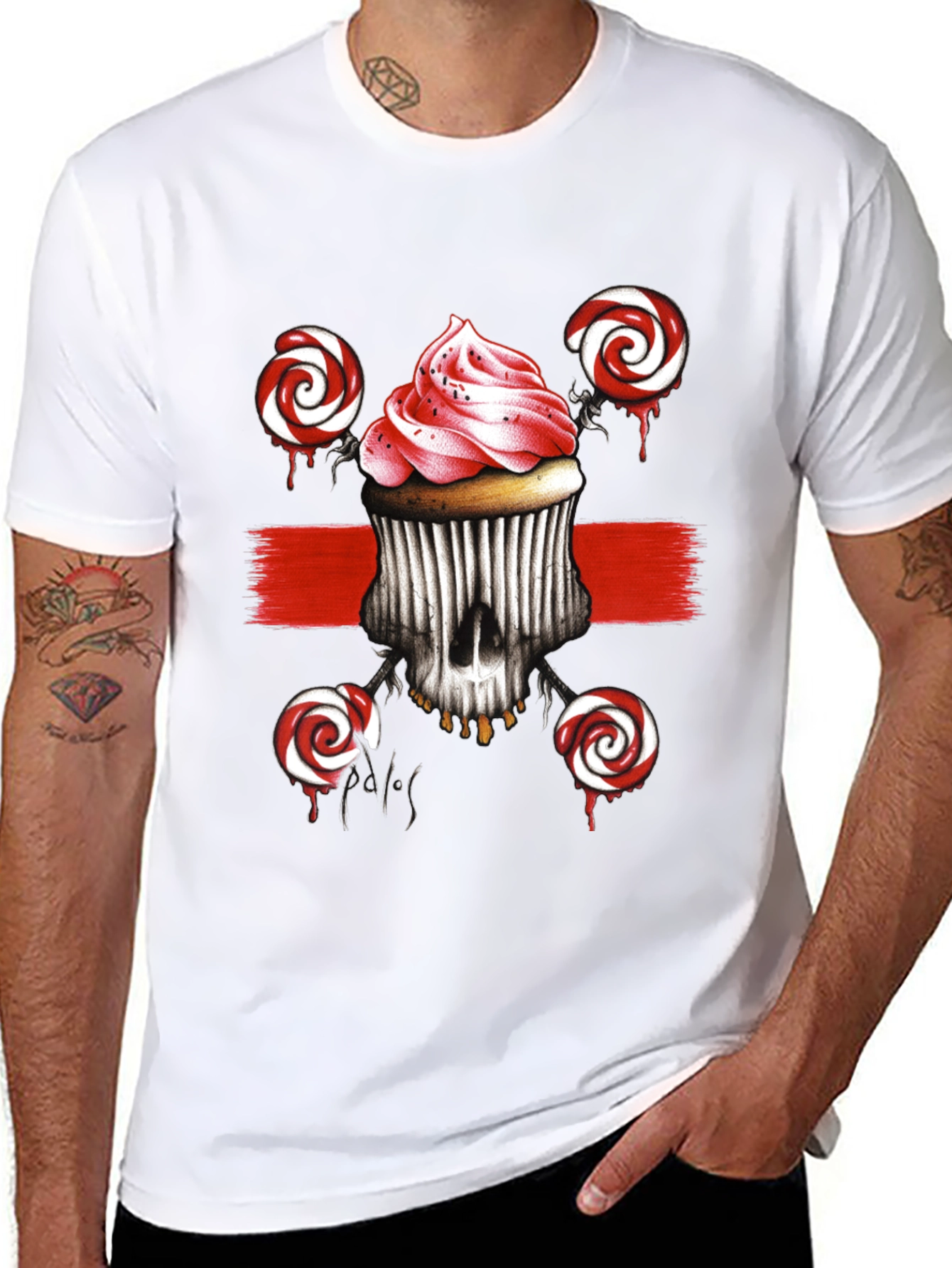 Cupcake Skull Lollipop Graphic Tee