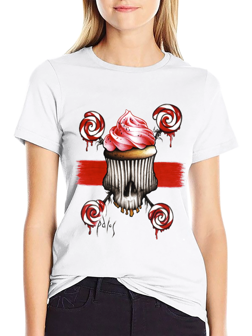 Cupcake Skull Lollipop Graphic Tee