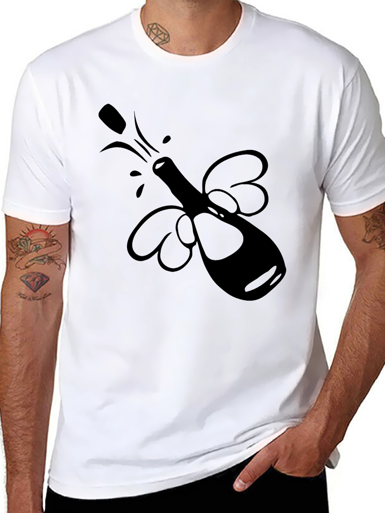 Party Bottle T-Shirt - Black Graphic Tee