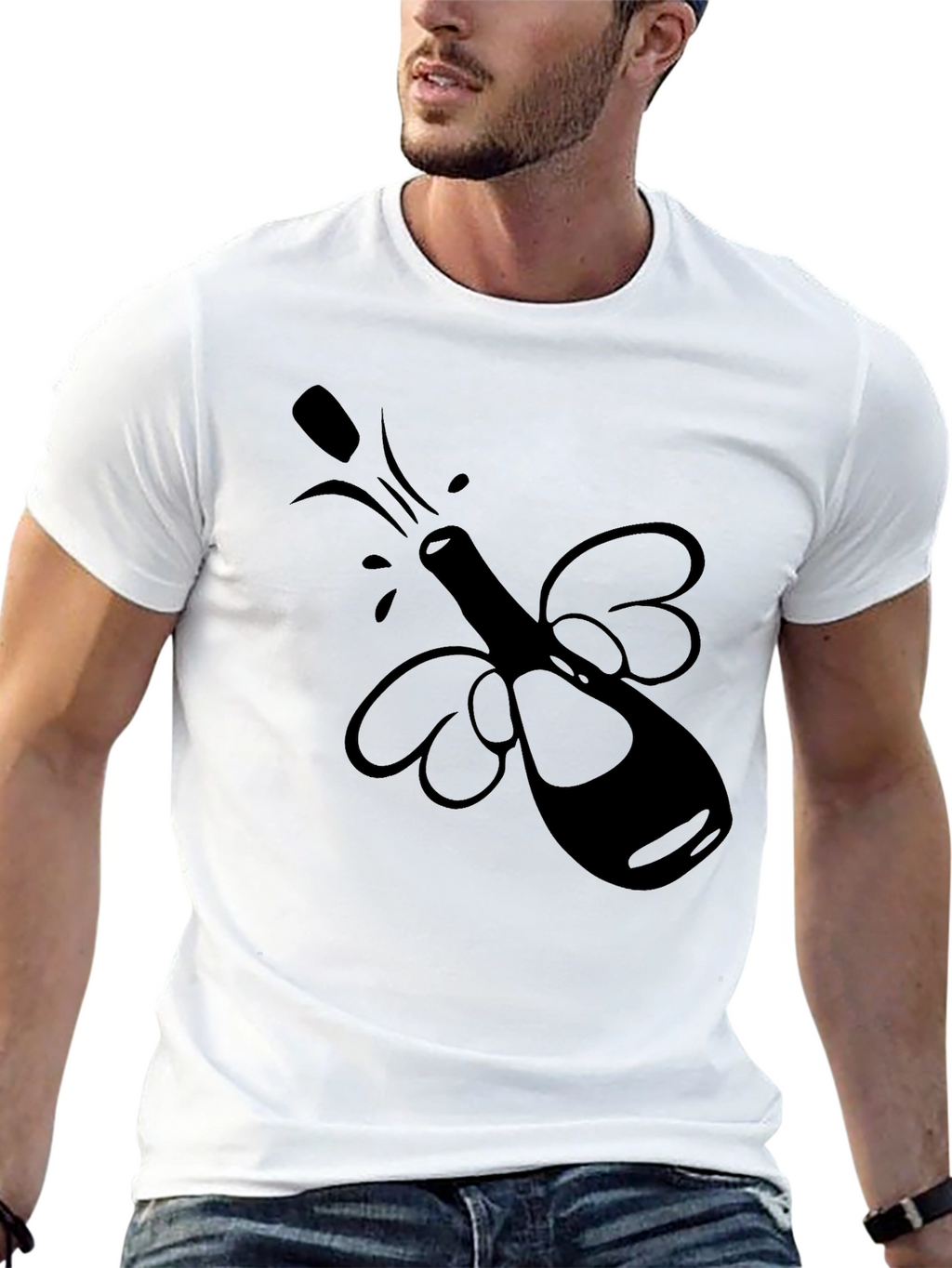 Party Bottle T-Shirt - Black Graphic Tee