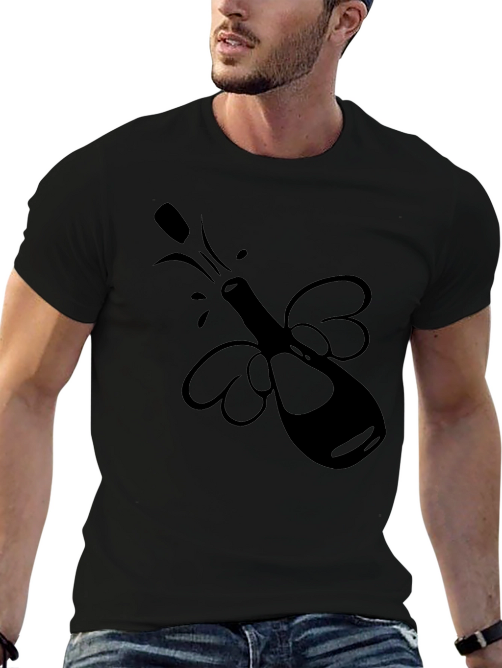 Party Bottle T-Shirt - Black Graphic Tee