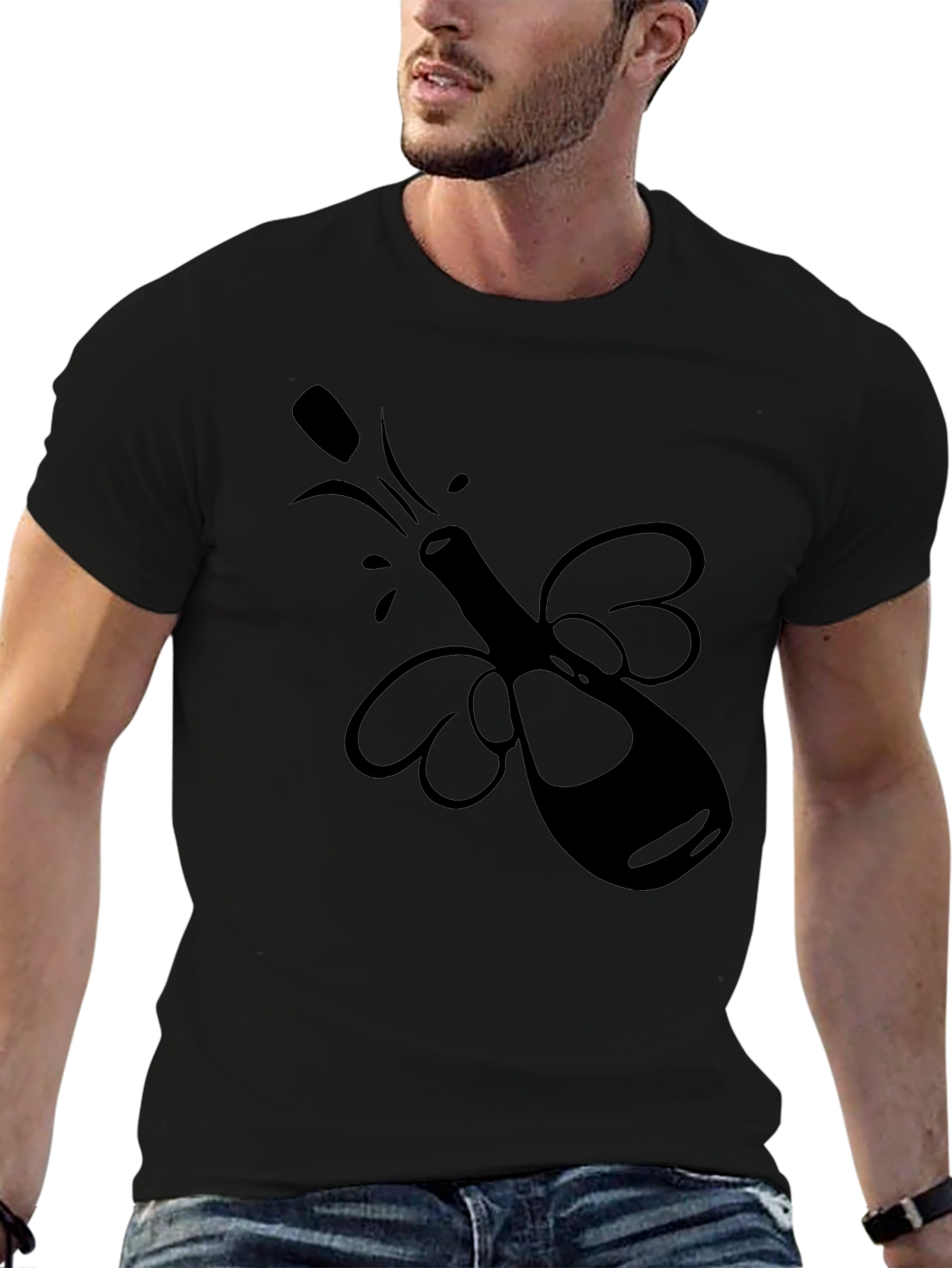 Party Bottle T-Shirt - Black Graphic Tee