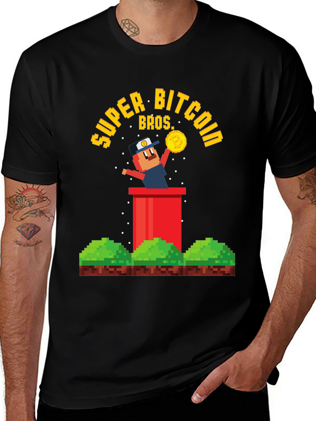Super Bitcoin Bros T-Shirt - Crypto Gamer Tee