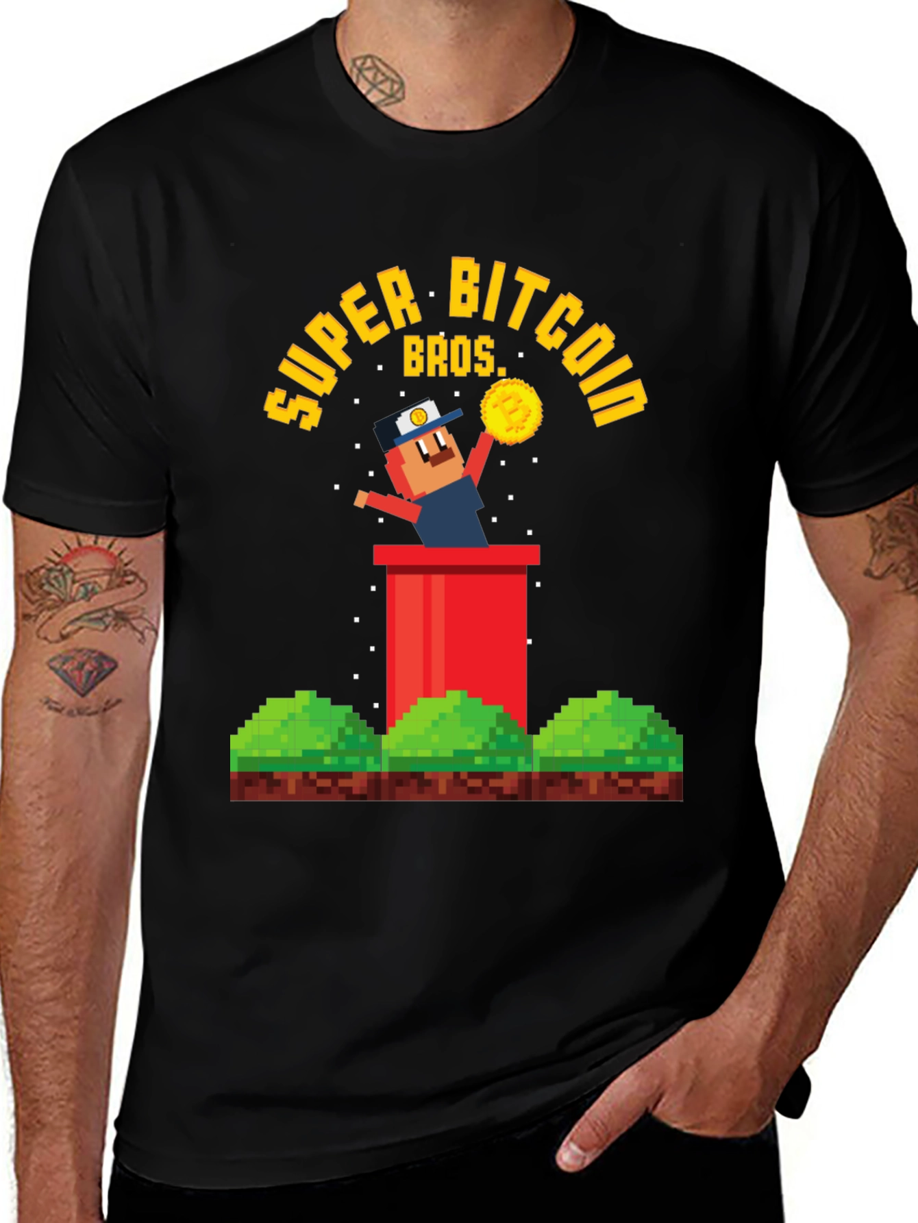 Super Bitcoin Bros T-Shirt - Crypto Gamer Tee