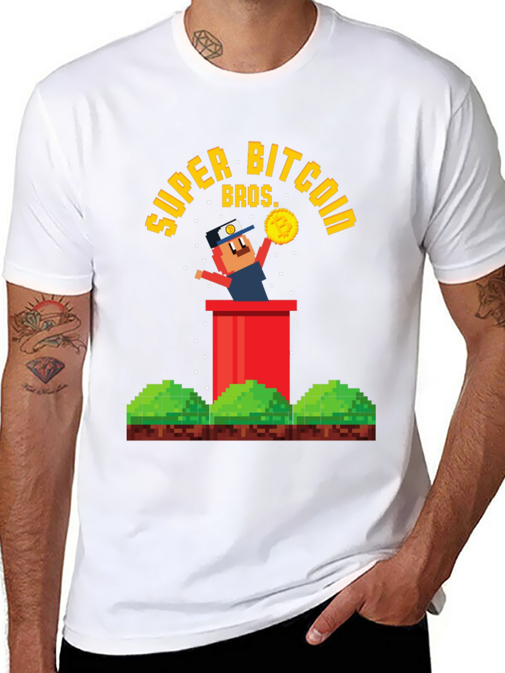 Super Bitcoin Bros T-Shirt - Crypto Gamer Tee