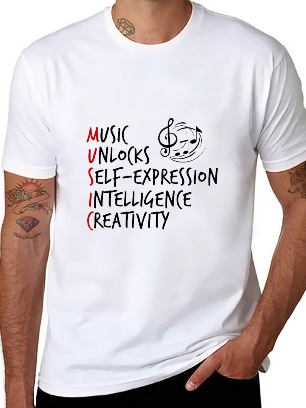 Music Unleashes Creativity Graphic Tee - Black
